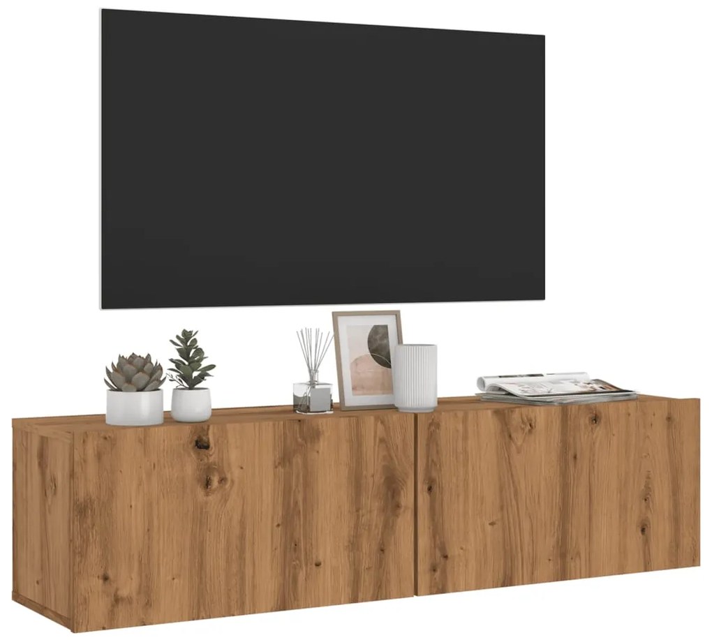 856021 vidaXL Стенни ТВ шкафове, дъб артизан, 120x30x30 см, инженерно дърво