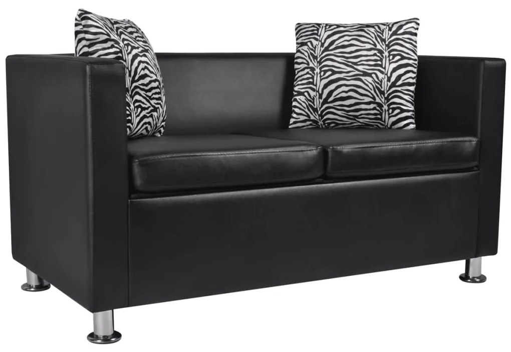 242649 vidaXL Диван 2-местен, изкуствена кожа, черен