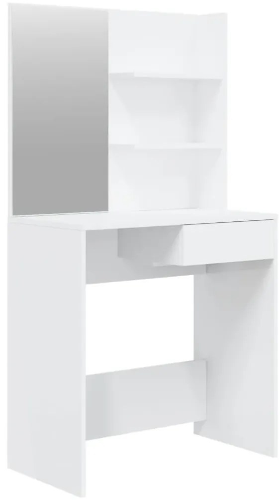 802810 vidaXL Тоалетка с огледало, бял гланц, 74,5x40x141 см