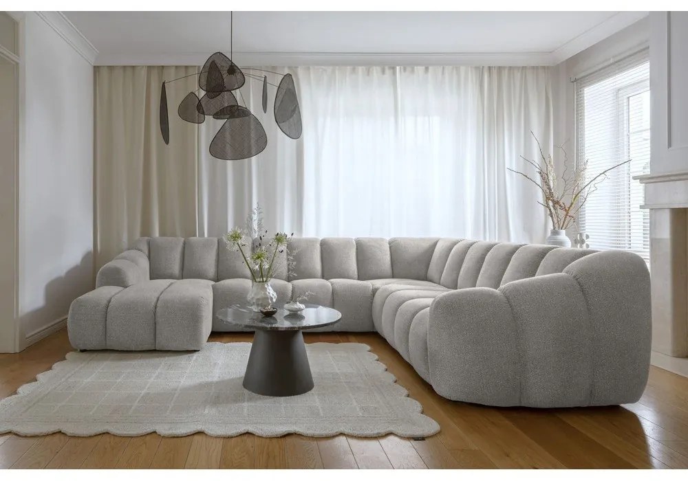 Светлосив ъглов диван (десен ъгъл/U форма) Shell – Miuform