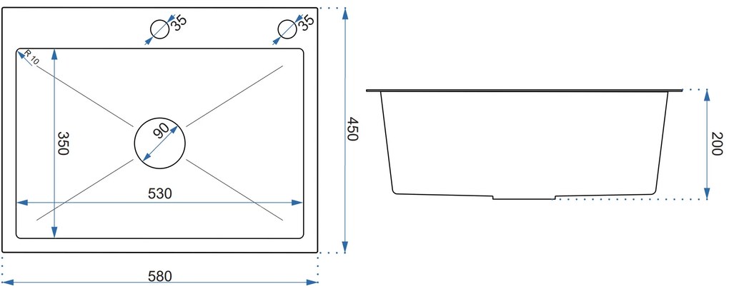 Стоманена мивка LUKE 100 Black