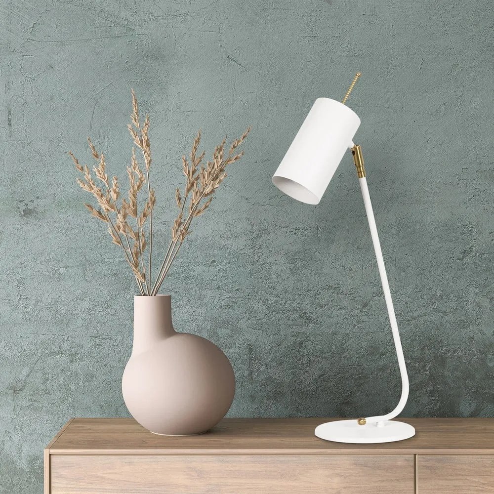 Бяла настолна лампа с метален абажур (височина 55 cm) Sivani – Opviq lights