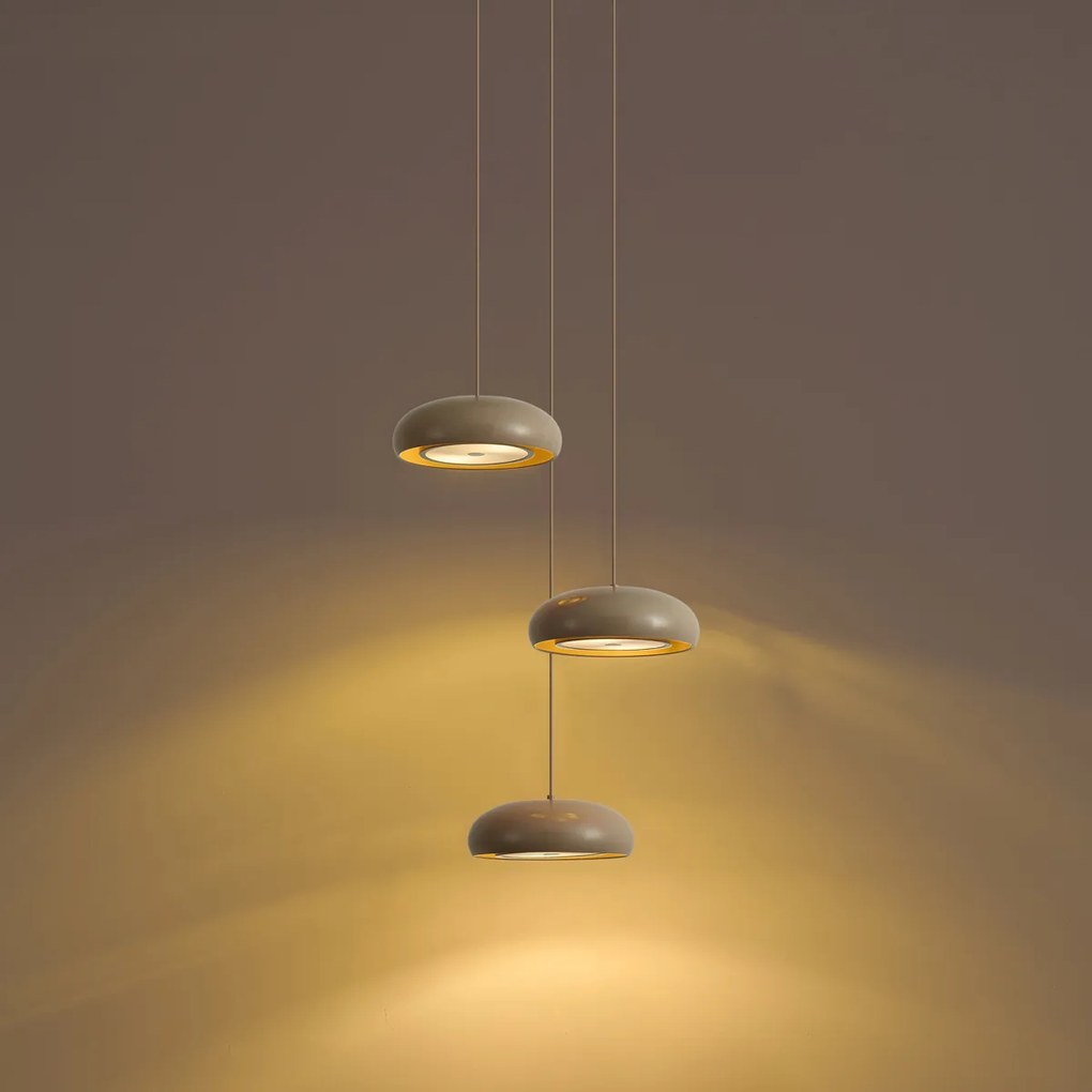 Macaron Retro 6-Light Pendant Lamp with Taupe Metal Shades