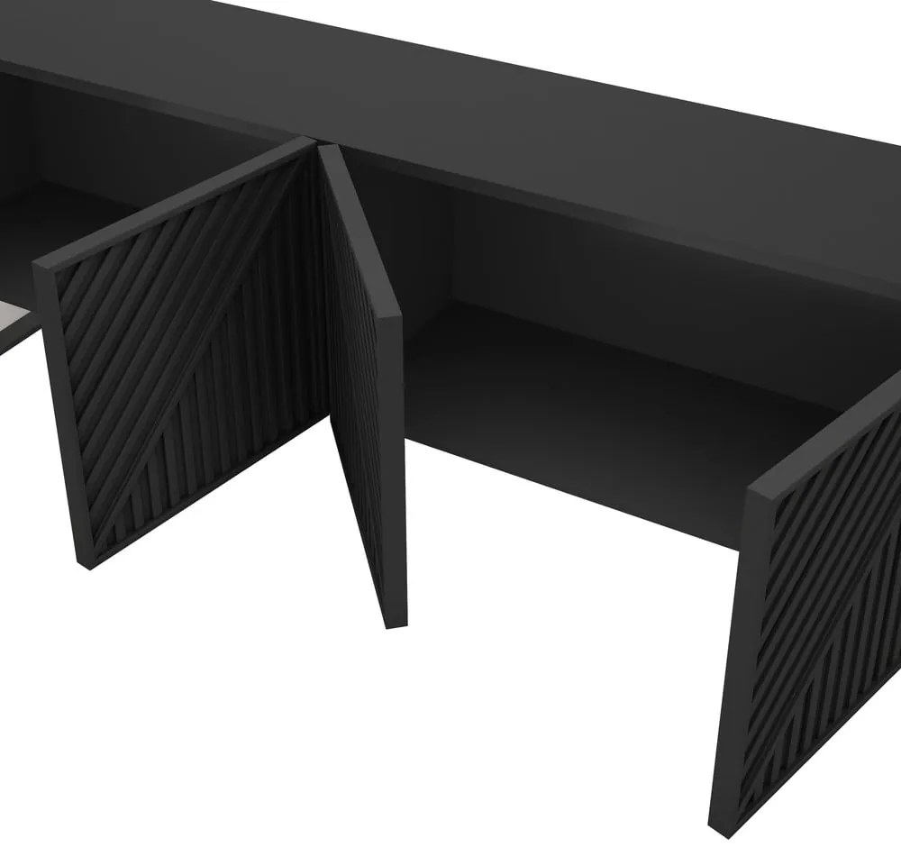 Черна маса за телевизор 161x55x35 cm Peta – Marckeric