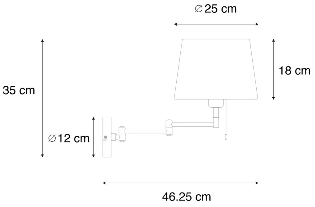 Стенна лампа черна с черен абажур и регулируема ръка - Ladas Deluxe