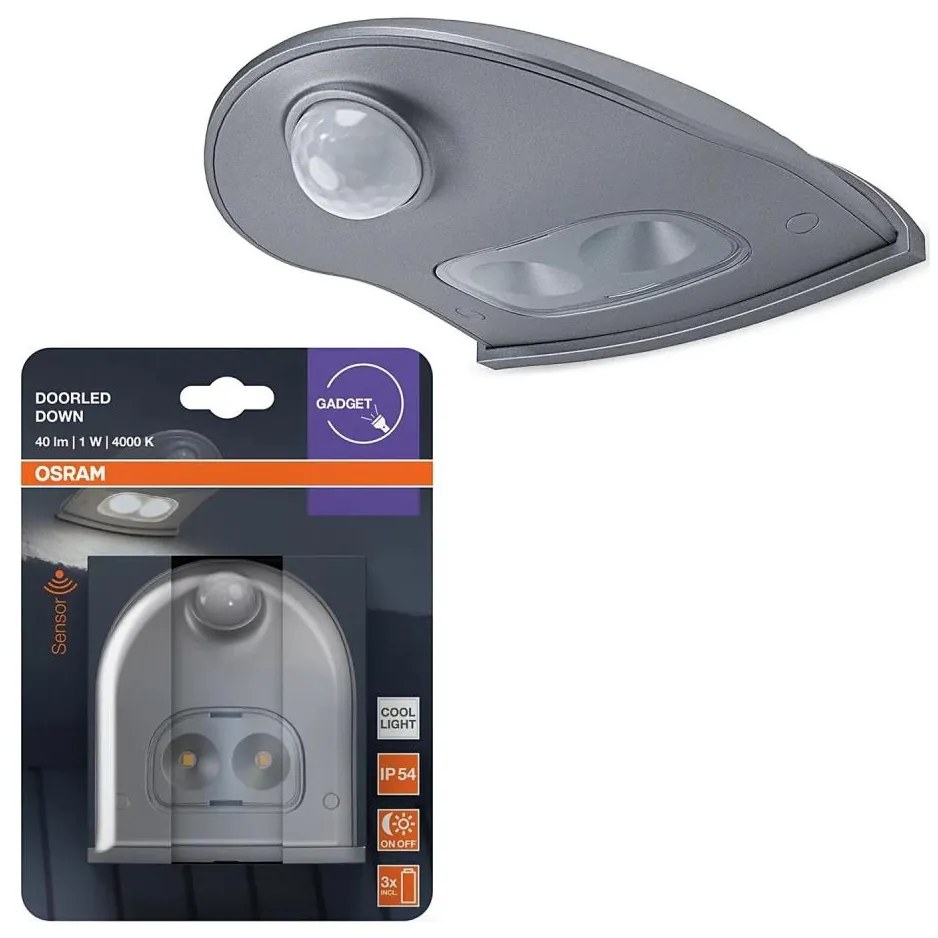 Osram - Външно LED стенено осветително тяло със сензор DOORLED LED/0,5W/3xAA IP54