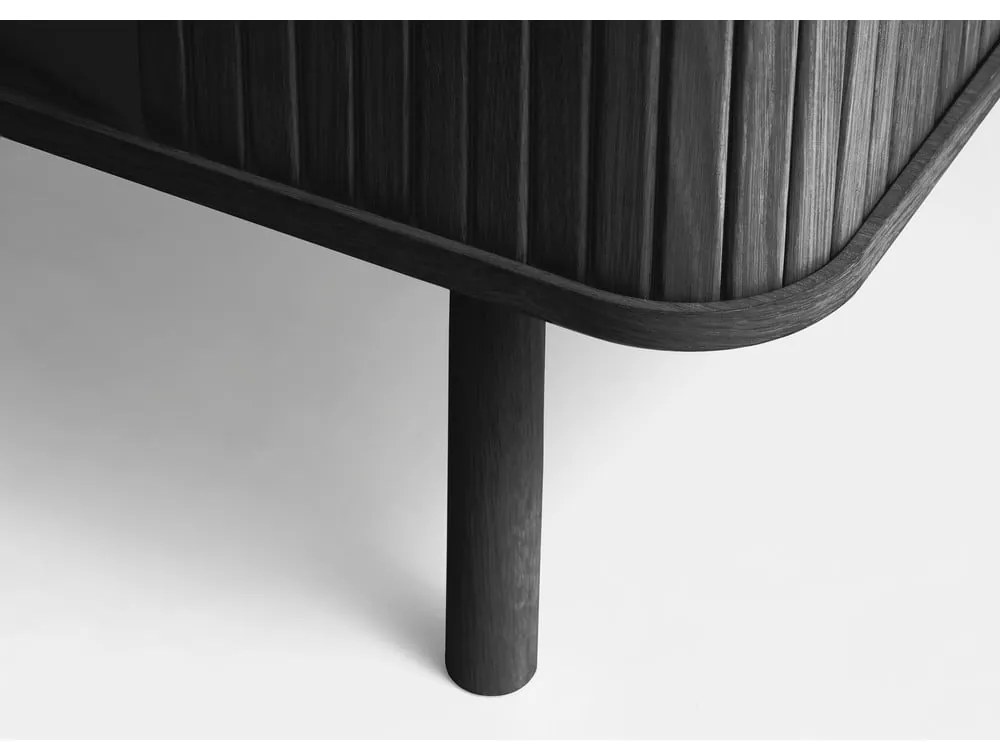 Черна телевизионна масичка от дъб 160x56 cm Cavo - Unique Furniture