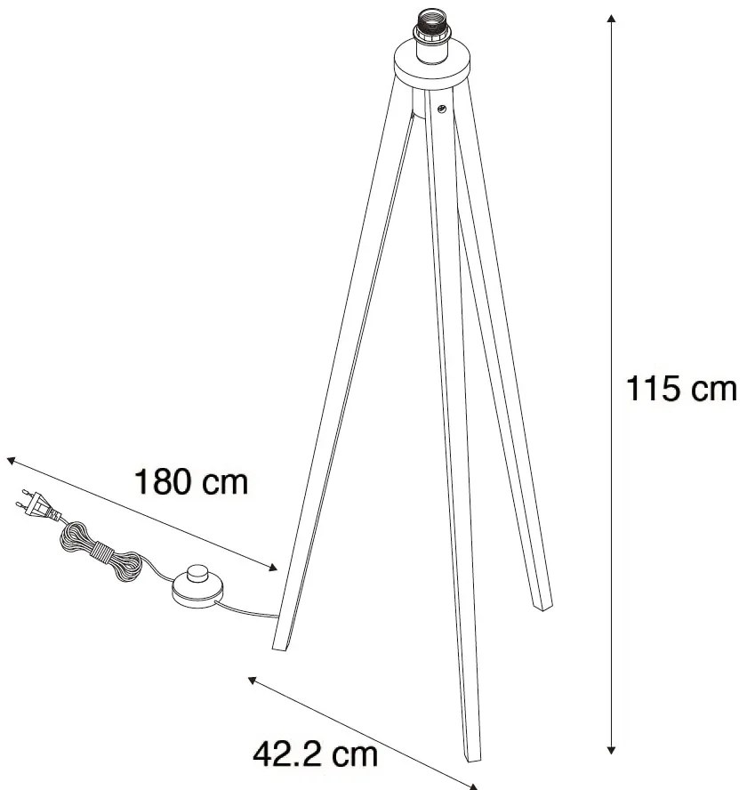 Рустикална подова лампа триножник орехово дърво - Tripod Classic