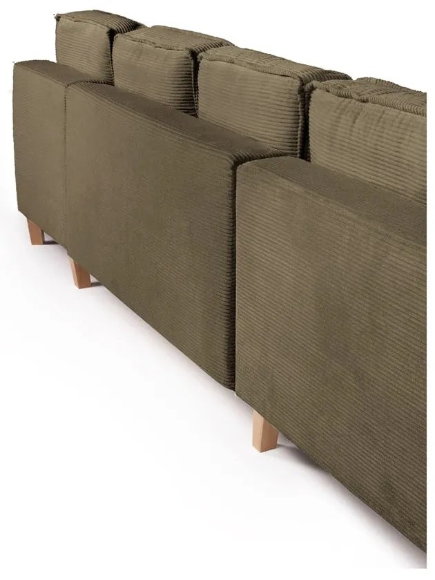 Зелен сгъваем ъглов диван от рипсено кадифе (ляв ъгъл/"U" форма) Tori – Bonami Selection