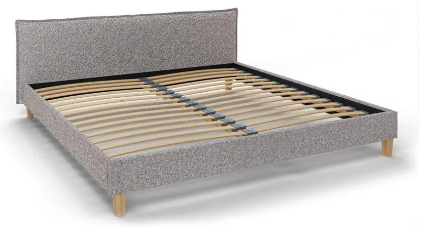 Сиво тапицирано двойно легло с решетка 200x200 cm Tina - Ropez