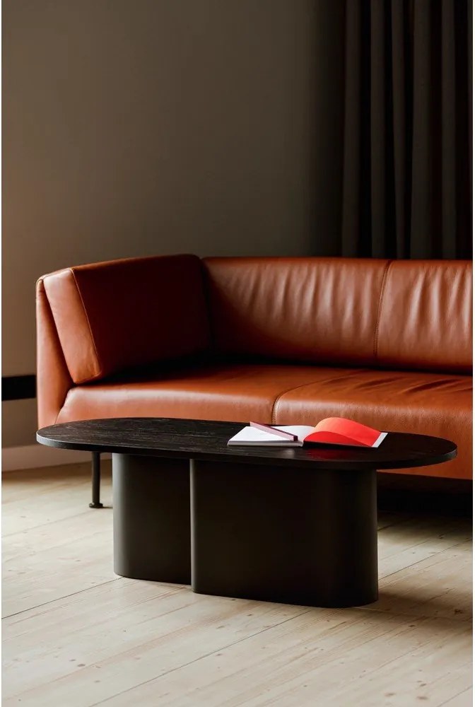 Черна масичка за кафе с дъбов плот 50x115 cm Looi – noo.ma