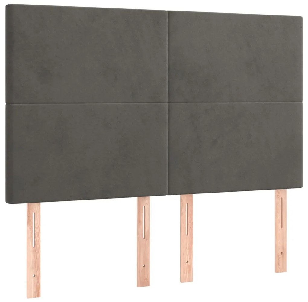 3116101 vidaXL Табла за легло, тъмносива, 144x5x118/128 см, кадифе