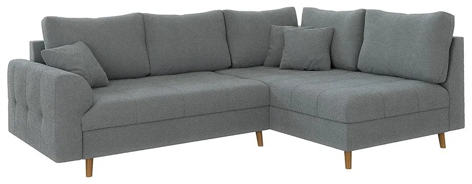 Сив ъглов диван от букле (десен ъгъл/L форма) Ariella – Ropez