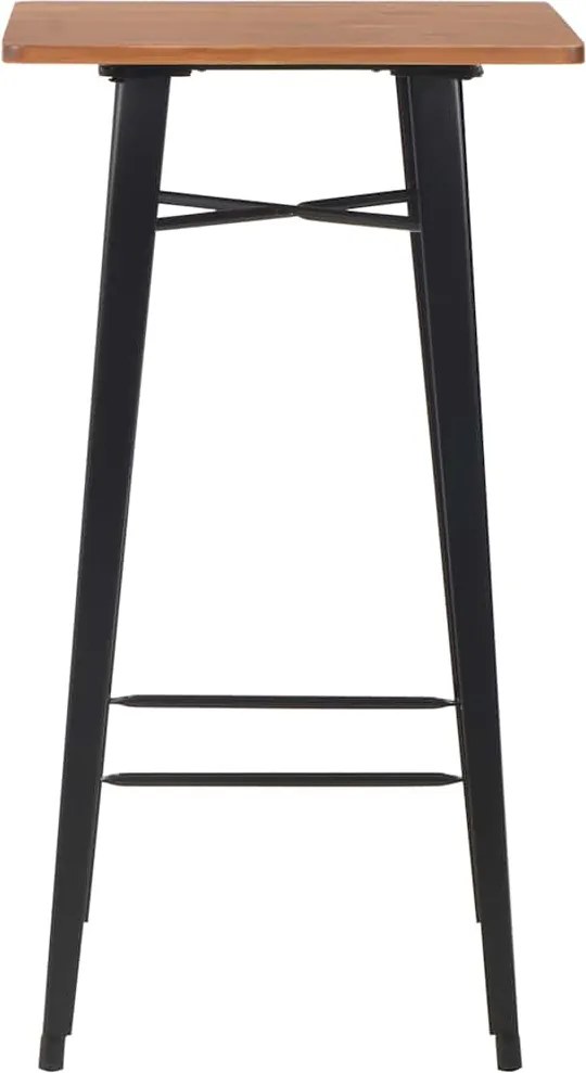 280082 vidaXL Бар маса, черна, 60x60x108 см, борово дърво масив, стомана