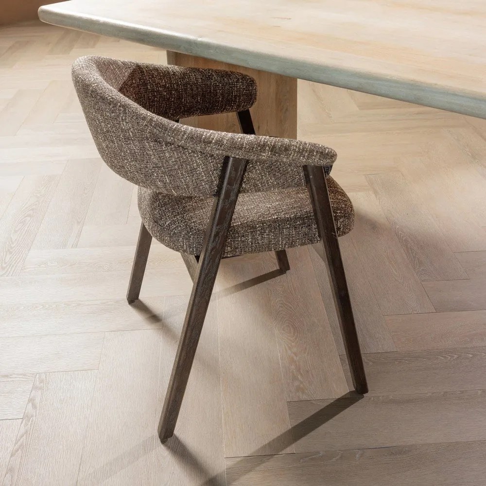 Кафяв тапициран трапезен стол с подлакътници Tunar – WOOOD