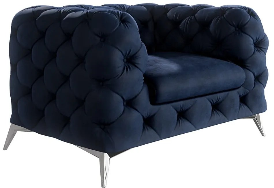 Тъмносиньо кадифено кресло Chelsea – Ropez