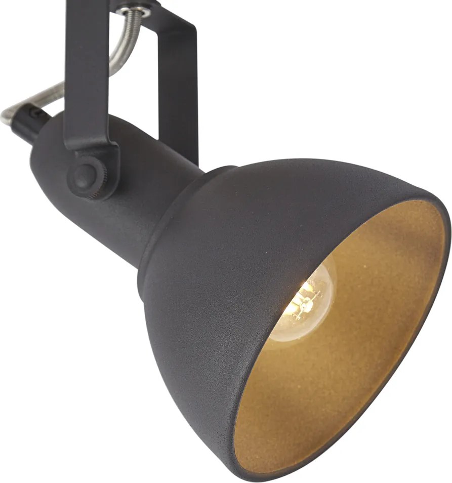 Индустриален прожектор черен с дърво, въртящ се и накланящ се - Jakub