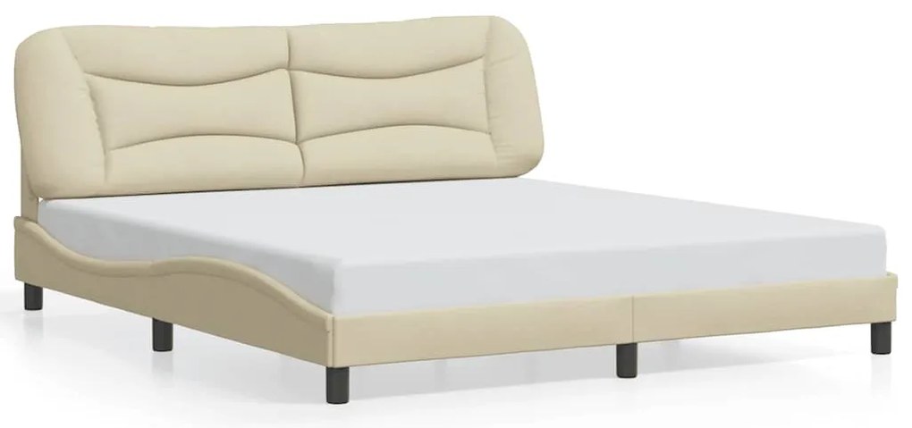 3207791 vidaXL Рамка за легло без матрак Hvar, кремава, 180x200 см, плат