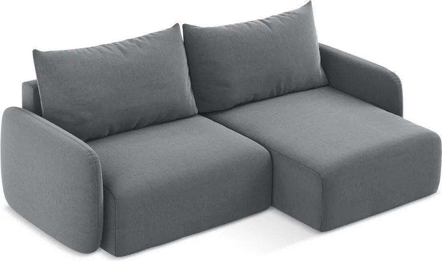 Сив кадифен сгъваем/с място за съхранение ъглов диван (десен ъгъл) Kalena – Makamii