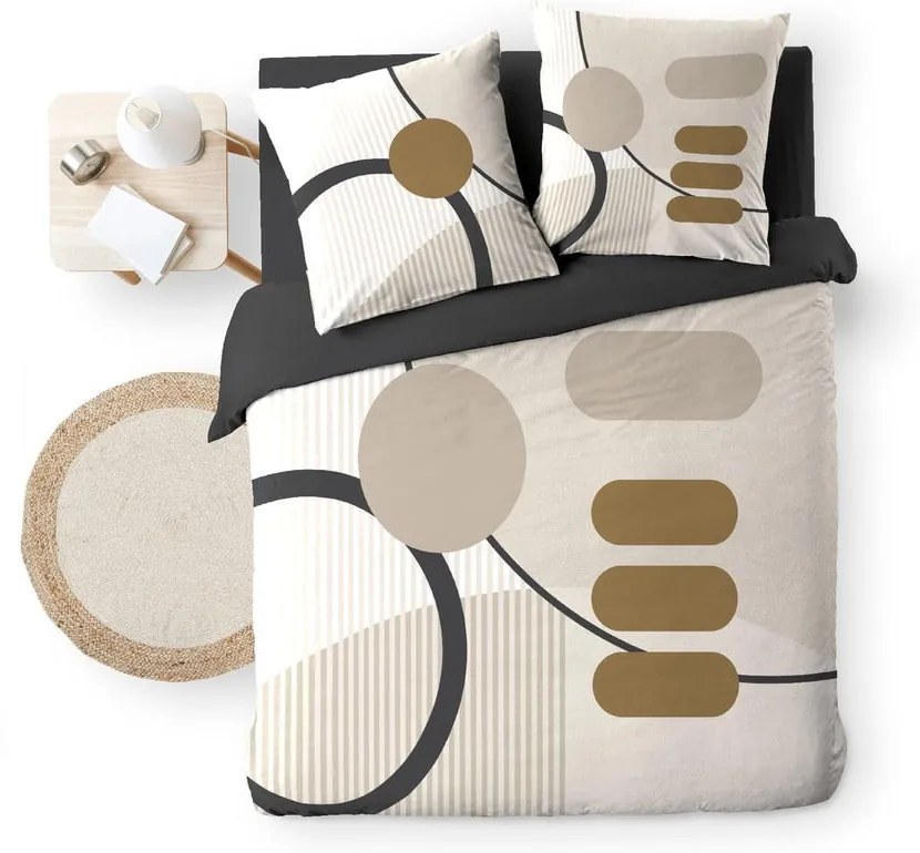 Бежово двойно удължено памучно спално бельо 240x220 cm Santana – douceur d'intérieur