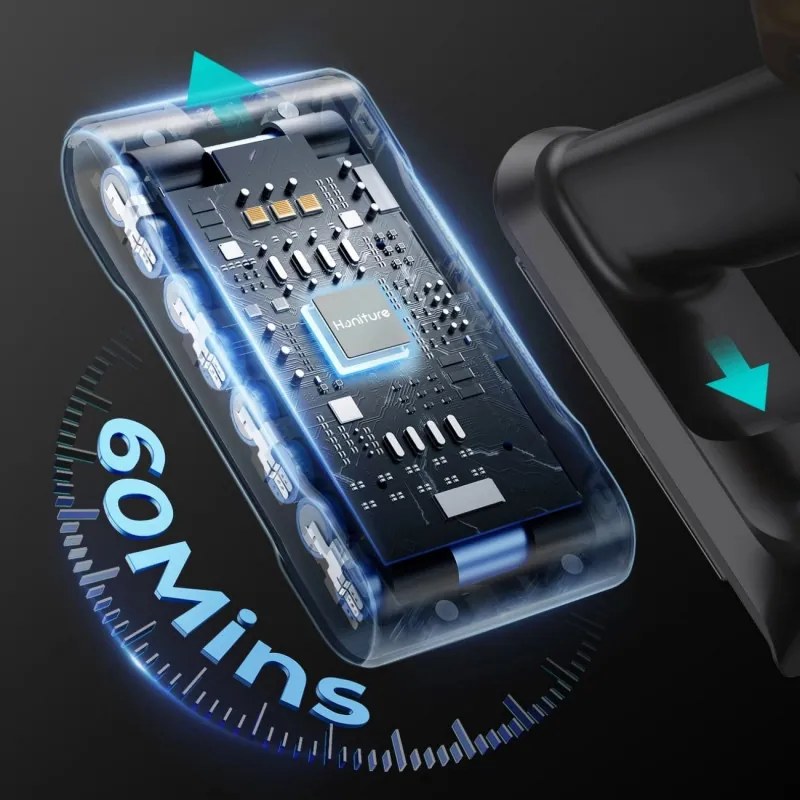 Вертикална прахосмукачка Honiture X7 CJD239, 550W, 45 KPa, 1.5 л, 60 мин, 3 режима, Регулируема височина, HEPA, Тъчскрийн, LED четка, Никел/жълт