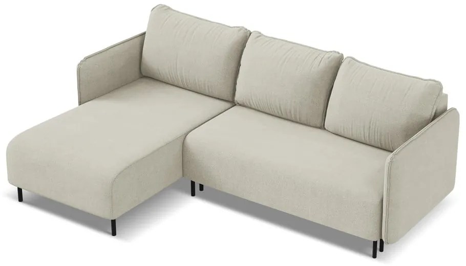 Бежов разтегателен ъглов диван с място за съхранение (ляв ъгъл) Luana – Makamii