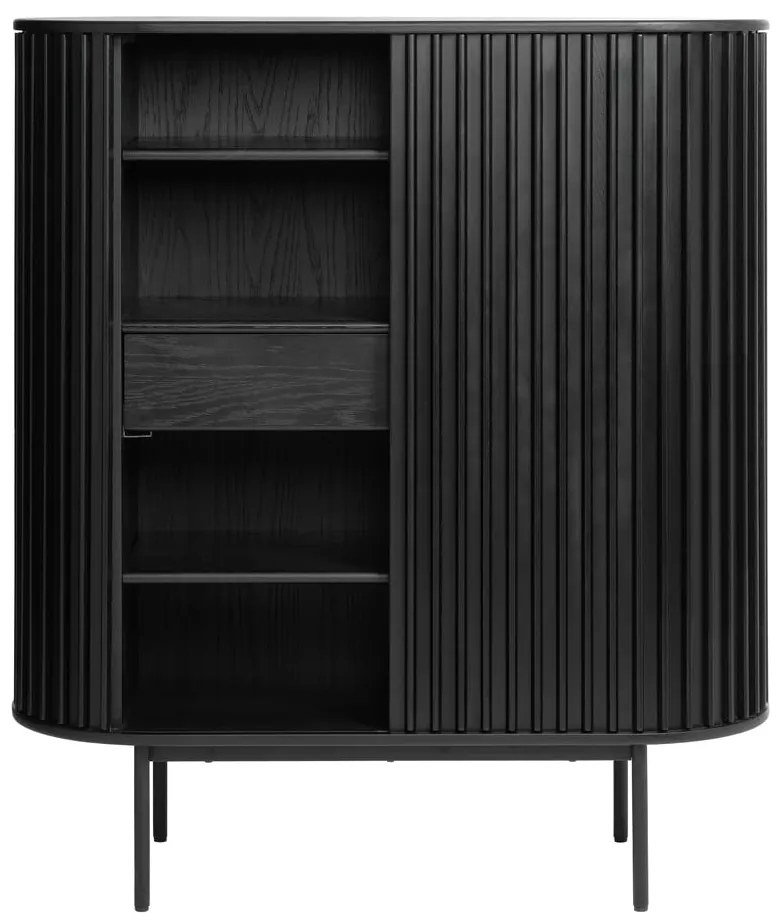 Черен шкаф в дъбов декор 125x110 cm Siena - Unique Furniture