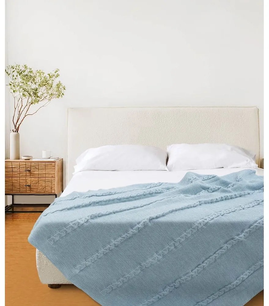 Синьо покривало за легло 200x220 cm Trenza – Oyo Concept