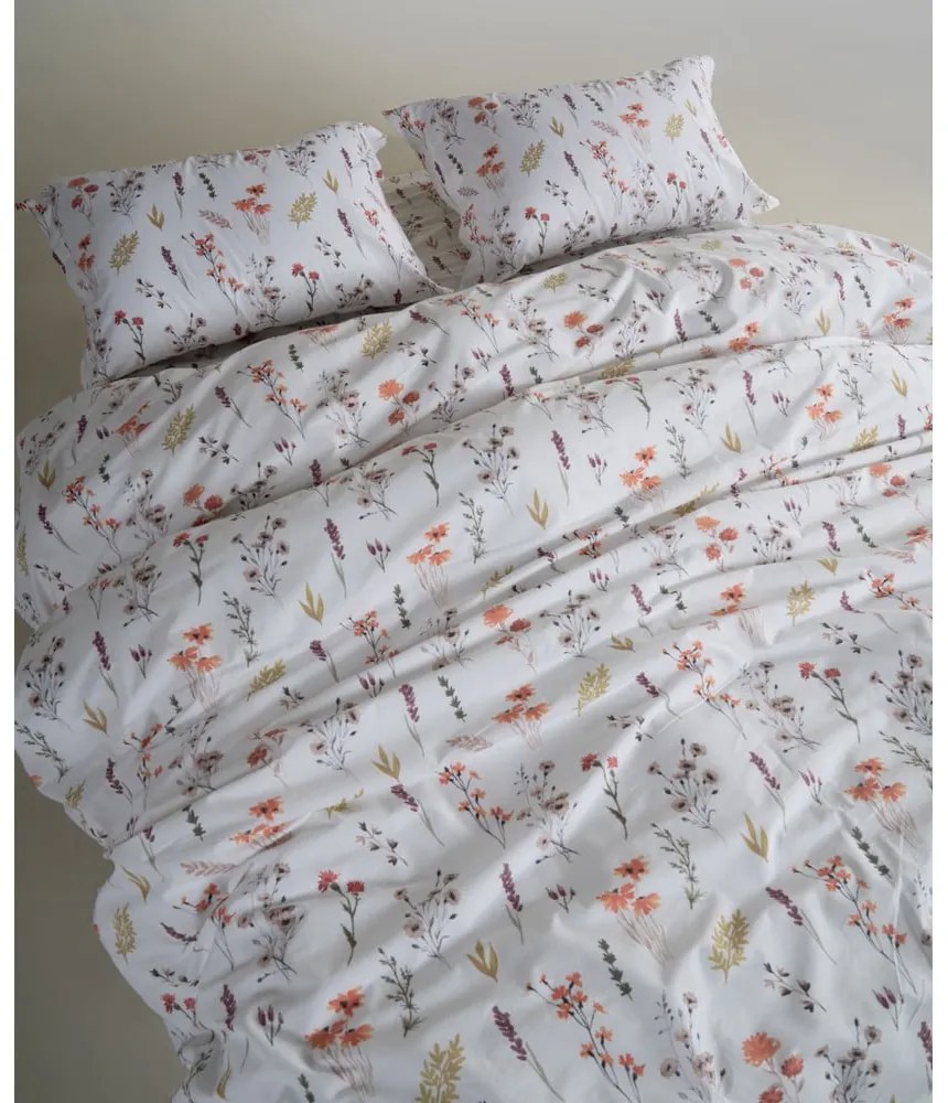 Бяло двойно удължено спално бельо от памук Renforcé 240x220 cm Floral Dance Autumn – Mila Home Luxury
