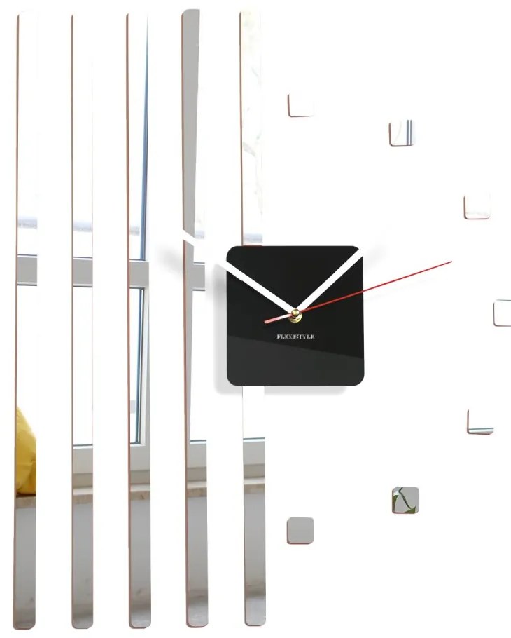 Самозалепващ стенен часовник с ивици Бял