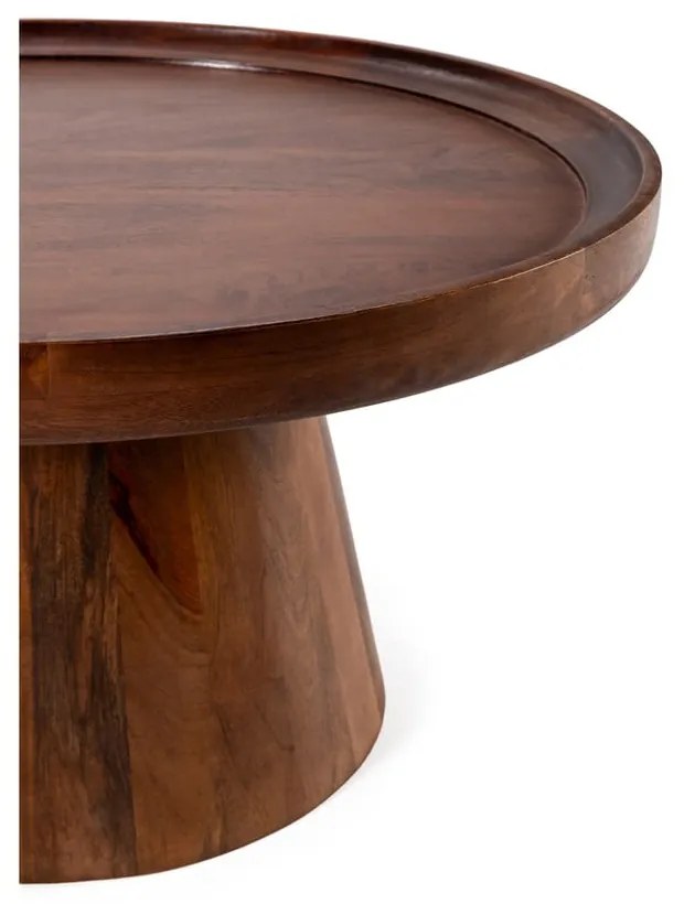 Тъмнокафява кръгла масичка за кафе от масивно манго ø 80 cm Rose – MOME