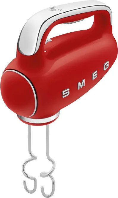 Ръчен миксер SMEG 50's Style HMF01RDEU, 250W, 9 скорости, Турбо, Скрит LED дисплей, Таймер, Аксесоари, Червен