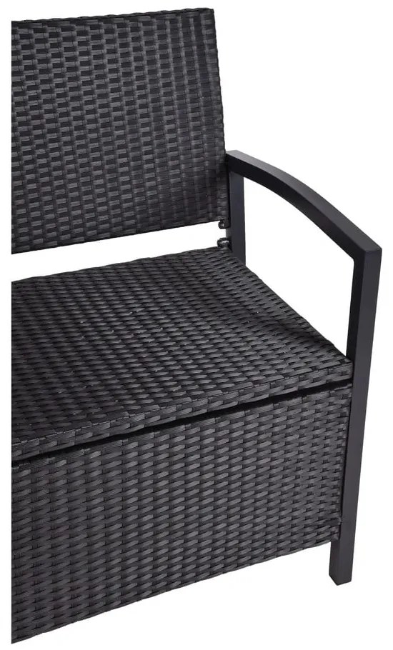 Черна градинска пейка от изкуствен ратан Ferrara – Garden Pleasure