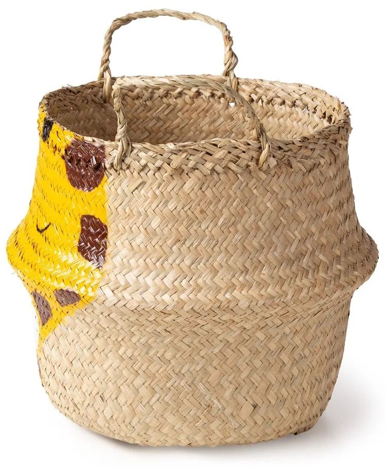Жълта/естествена детска кошница за играчки от морска трева ø 30x28 cm Giraffe – Compactor