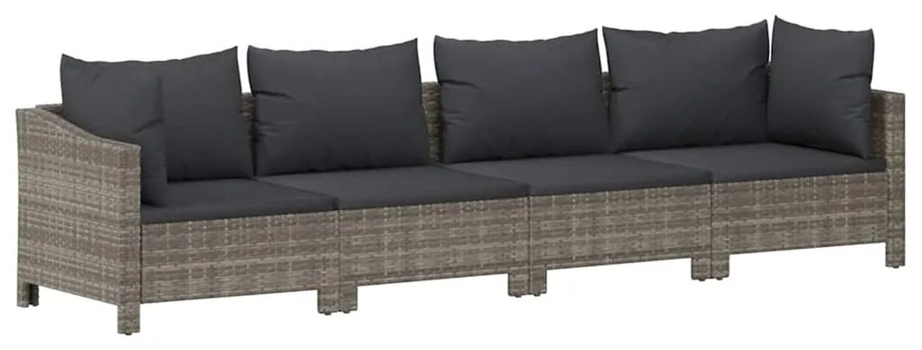 362686 vidaXL Градински комплект с възглавници, 4 части, сив, полиратан