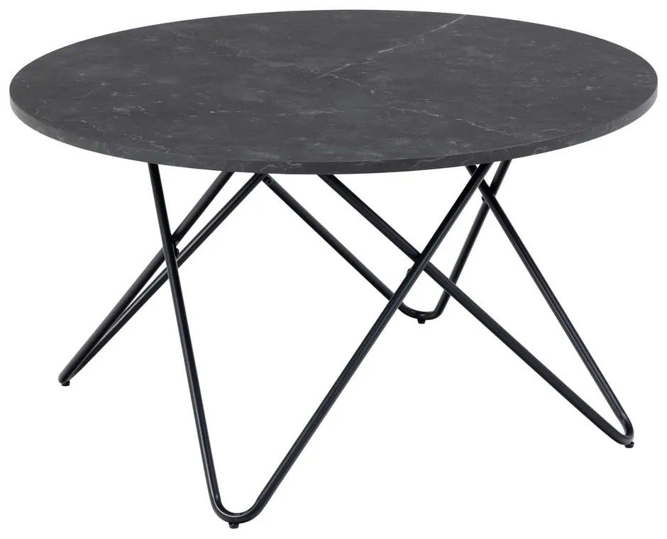 Черна кръгла масичка за кафе с плот от имитация на мрамор ø 80 cm Wyre – Actona