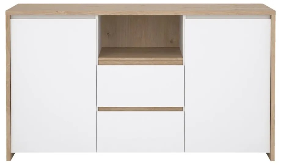 Скрин от дъбов декор в бял и естествен цвят 149x84x48 cm Next – Tvilum