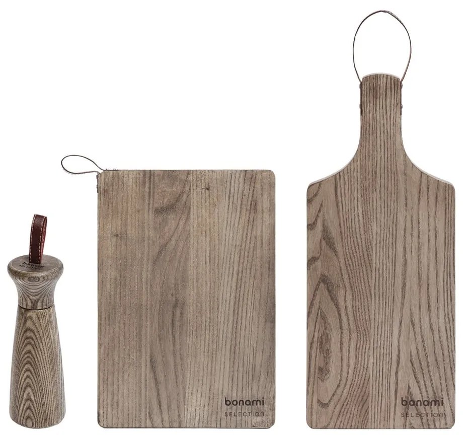 Дървена мелница и дъска за рязане в комплект от 3 - Bonami Selection