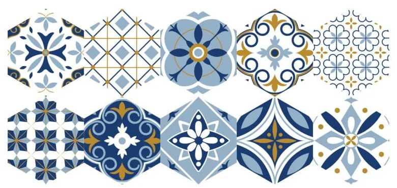 Комплект от 10 стикера за под Шестоъгълници , 20 x 18 cm Jelilna - Ambiance