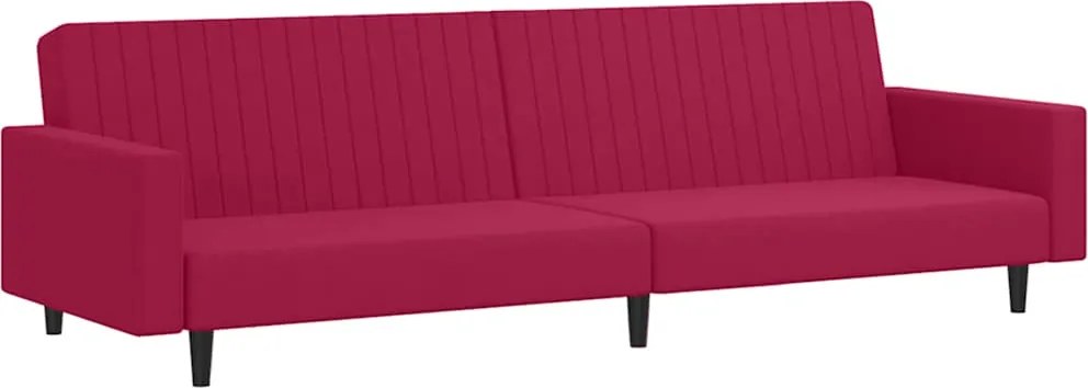 375942 vidaXL 2-местно разтегателно канапе, виненочервено, кадифе