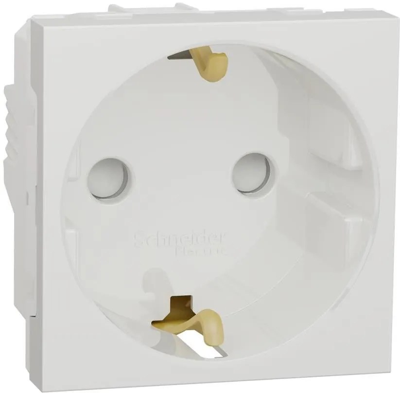 SE Контакт шуко с детска защита винт 2 мод. цвят Бял Unica  - NU303718