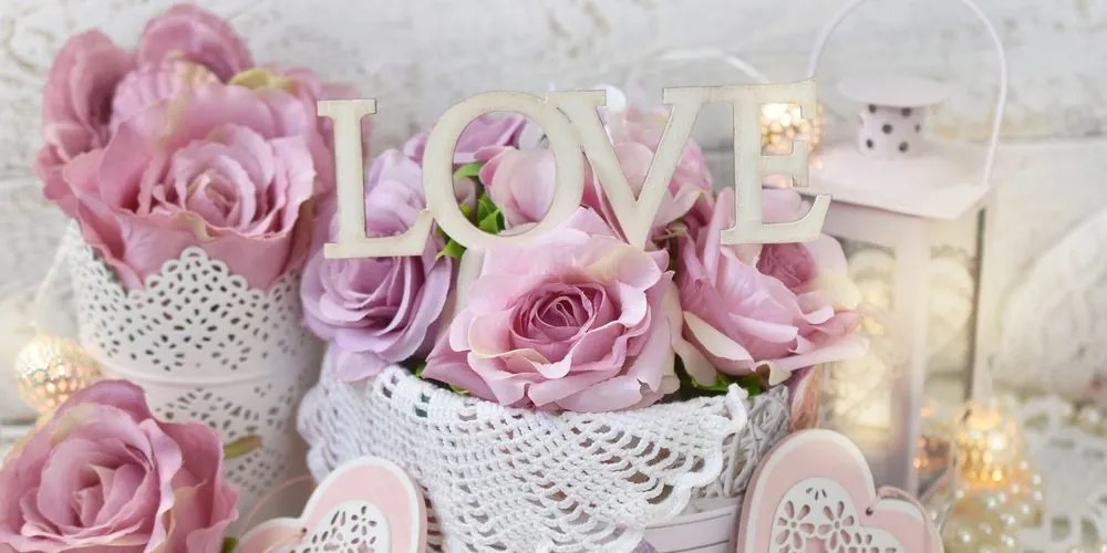 Картина на платно – Винтидж декорация с надпис Love