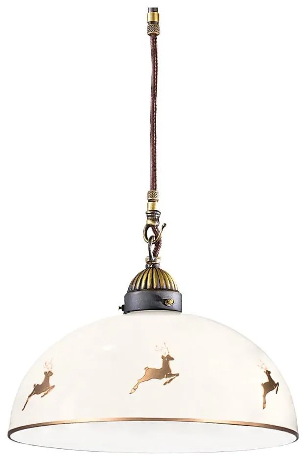 Kolarz 731.30.151 - Пендел на кабел NONNA 1xE27/75W/230V, Ø 30 см, еленски мотив, розово злато