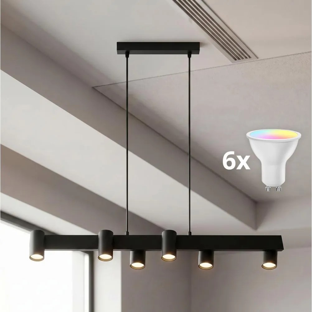 BRILAGI - LED RGBW полилей с възможност за димиране на кабел SELE 6xGU10/6,5W/230V черен