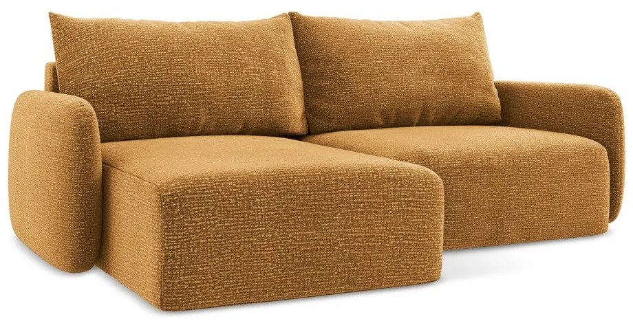 Оранжев разтегателен ъглов диван с място за съхранение (ляв ъгъл) Kalena – Makamii