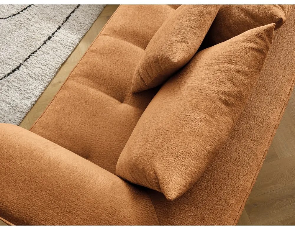 Шенилов ъглов диван в цвят горчица (десен ъгъл/L форма) Whesley – Bobochic Paris