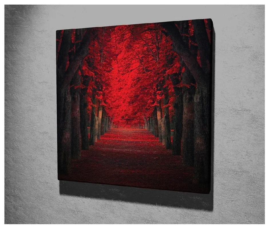 Стенопис върху платно Червени дървета, 45 x 45 cm - Wallity