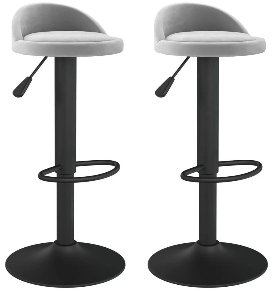 333601 vidaXL Бар табуретки, 2 бр, светлосиви, кадифе