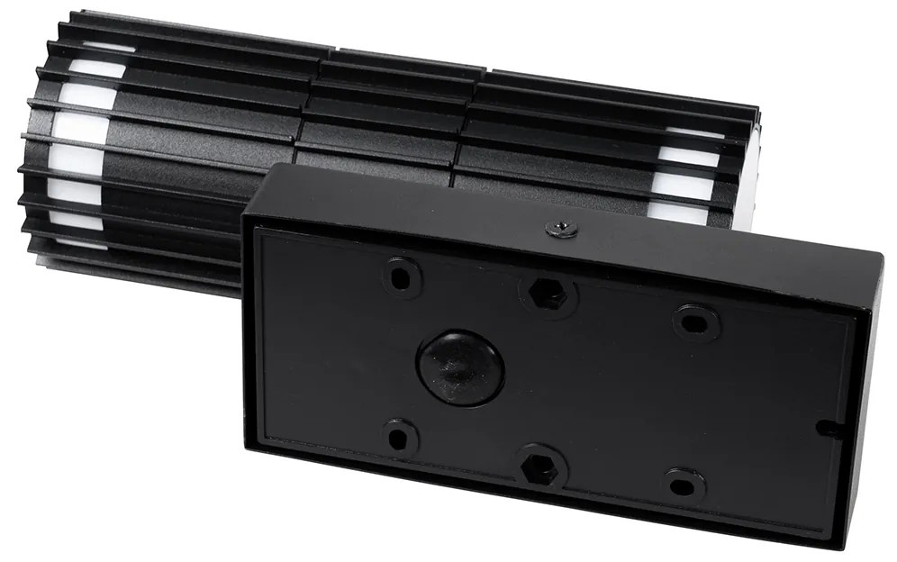 Външна стенна лампа черна с датчик за движение 2-светлина - Борис