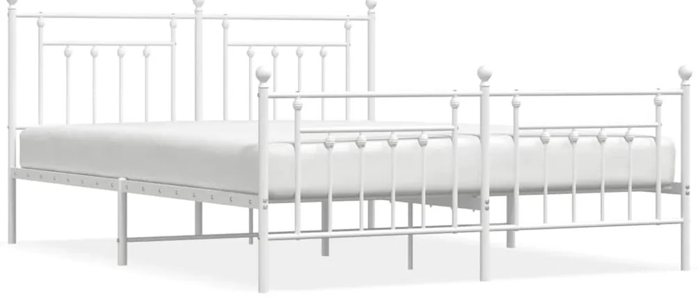 353609 vidaXL Метална рамка за легло с горна и долна табла, бяла, 183x213 см